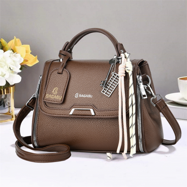 Bagbau Rich Brown Trendy Vegan Leather Handbag  for Office Party & Travel BB1006RB